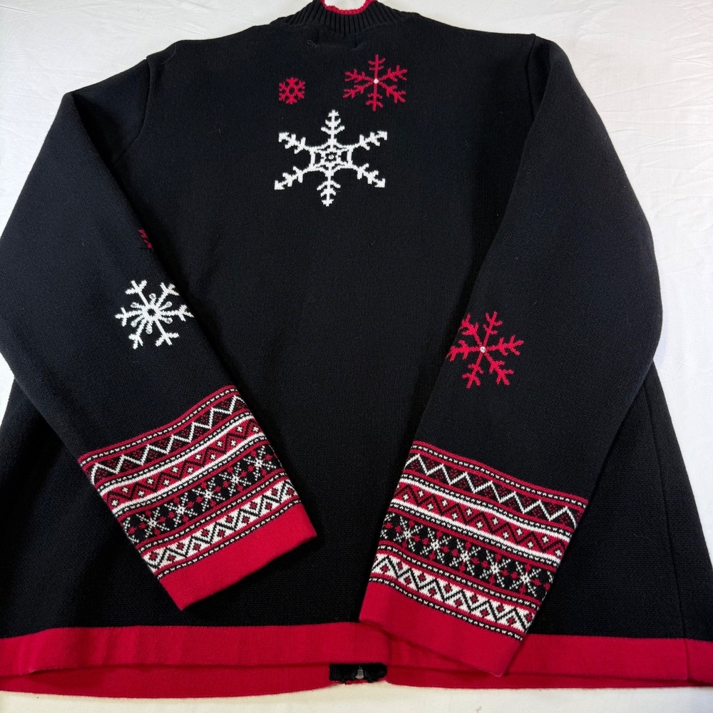 Breckenridge Cardigan Sweater Snowflake Fair Isle Cuff Women's Size Large - Picture 3 of 6